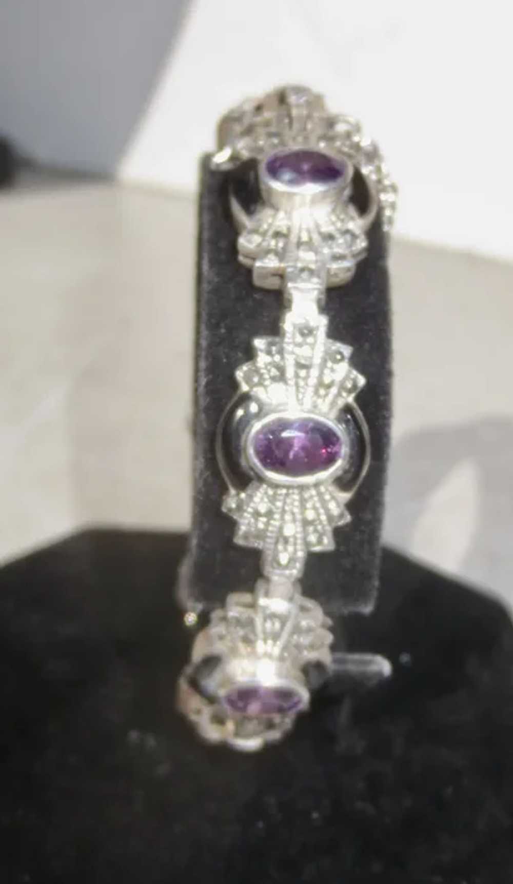 Sterling Silver and Amethyst , Onyx, and Marcasit… - image 3
