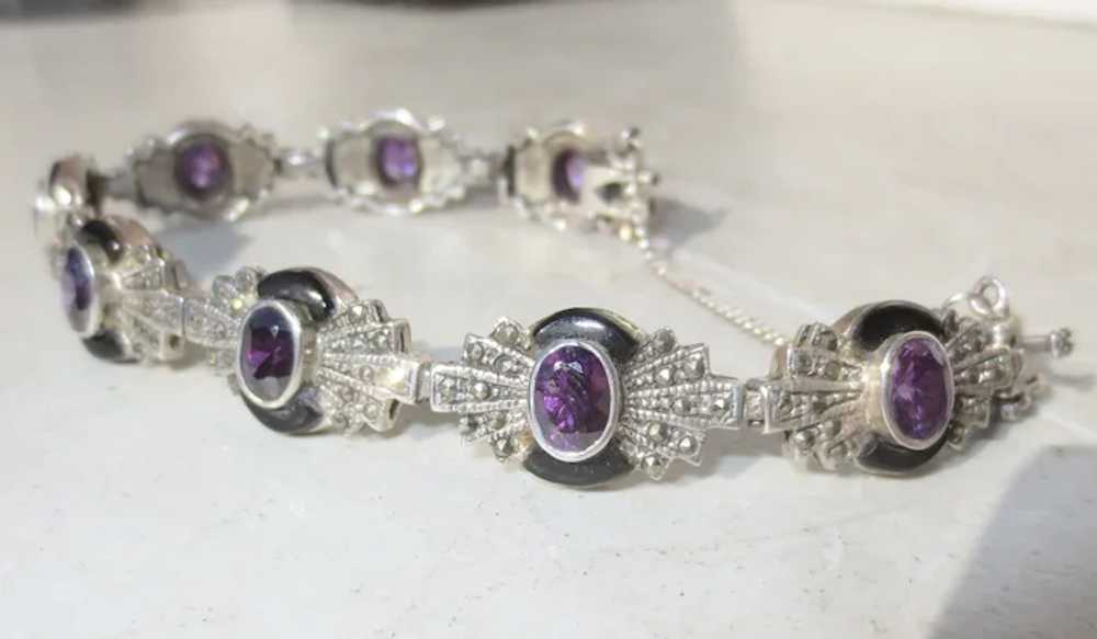 Sterling Silver and Amethyst , Onyx, and Marcasit… - image 5