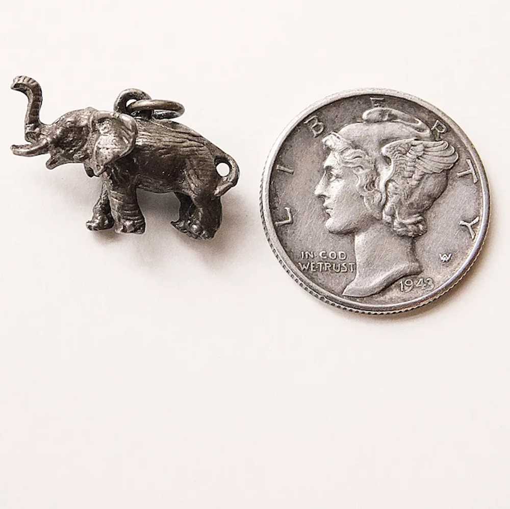 Sterling ELEPHANT Detailed Vintage Charm - image 2