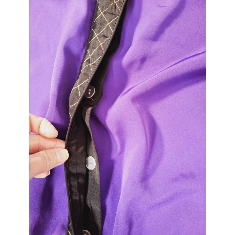 Vintage 80s Purple Balloon Sleeve Blouse Women Si… - image 3
