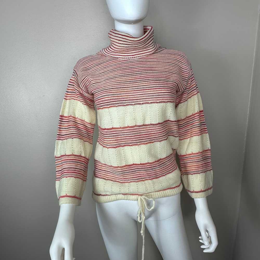 1970s Striped Turtleneck Sweater, Size Small - image 1