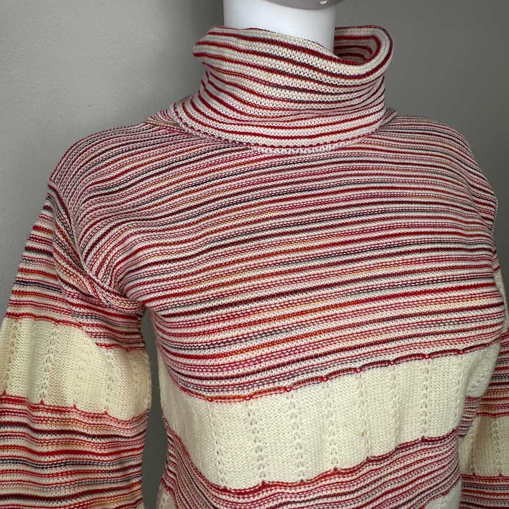 1970s Striped Turtleneck Sweater, Size Small - image 2