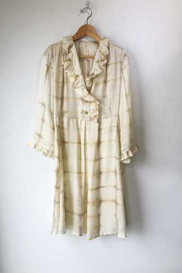 Raquel Allegra Cream Tie-Dye Grid Dress