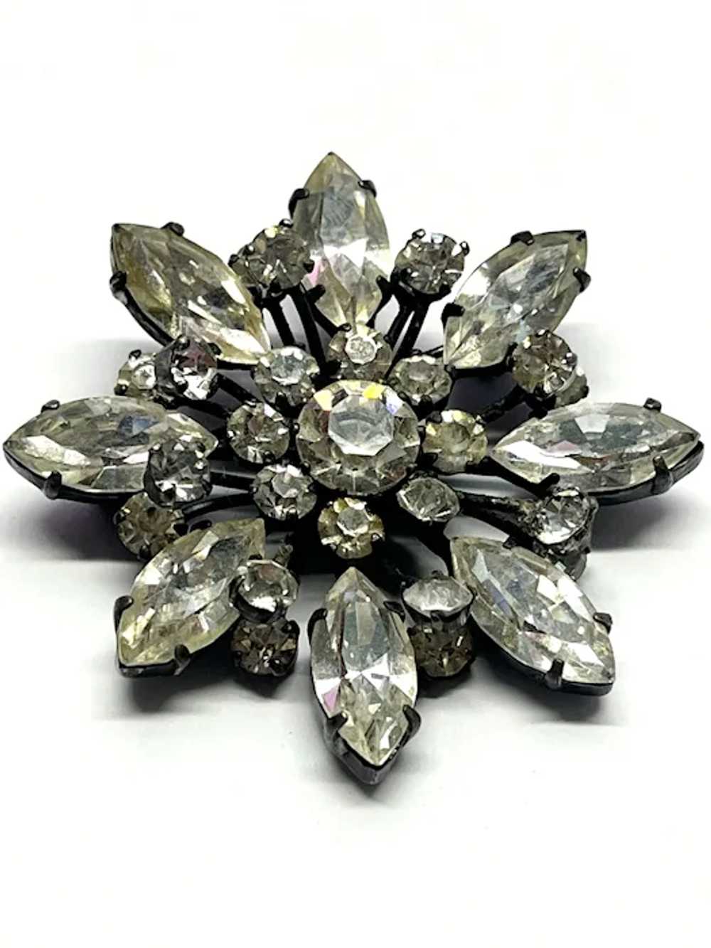 Vintage Made in Austria Rhinestone Flower Brooch … - image 6