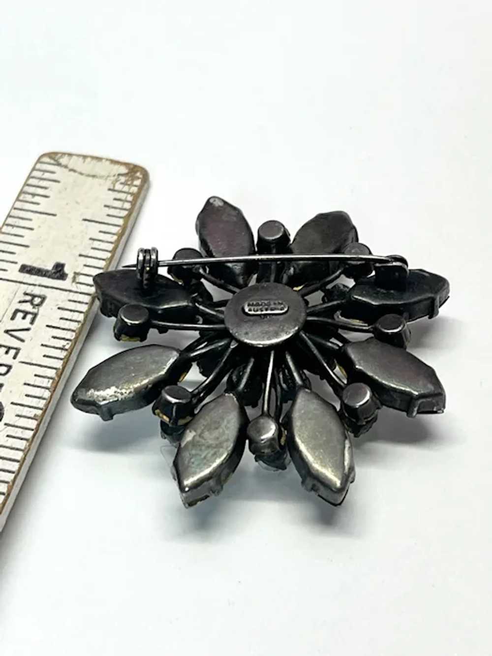 Vintage Made in Austria Rhinestone Flower Brooch … - image 7