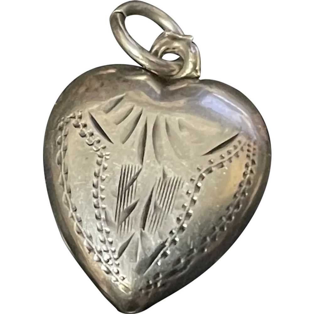 Vintage Sterling Silver Puffy Heart Charm - image 1