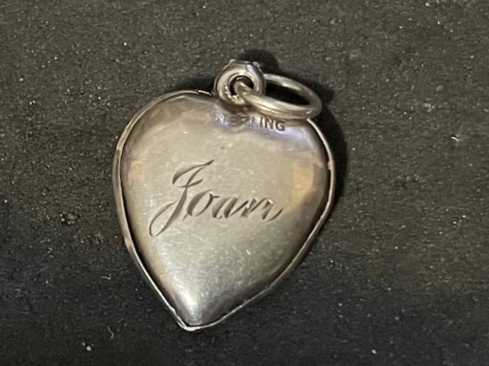 Vintage Sterling Silver Puffy Heart Charm - image 2