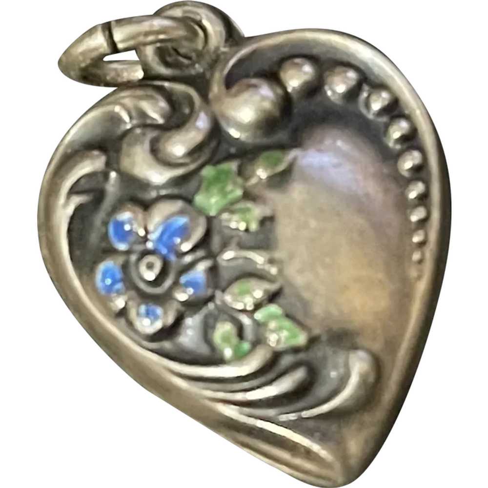 Vintage Sterling Silver and Enamel Puffy Heart - image 1