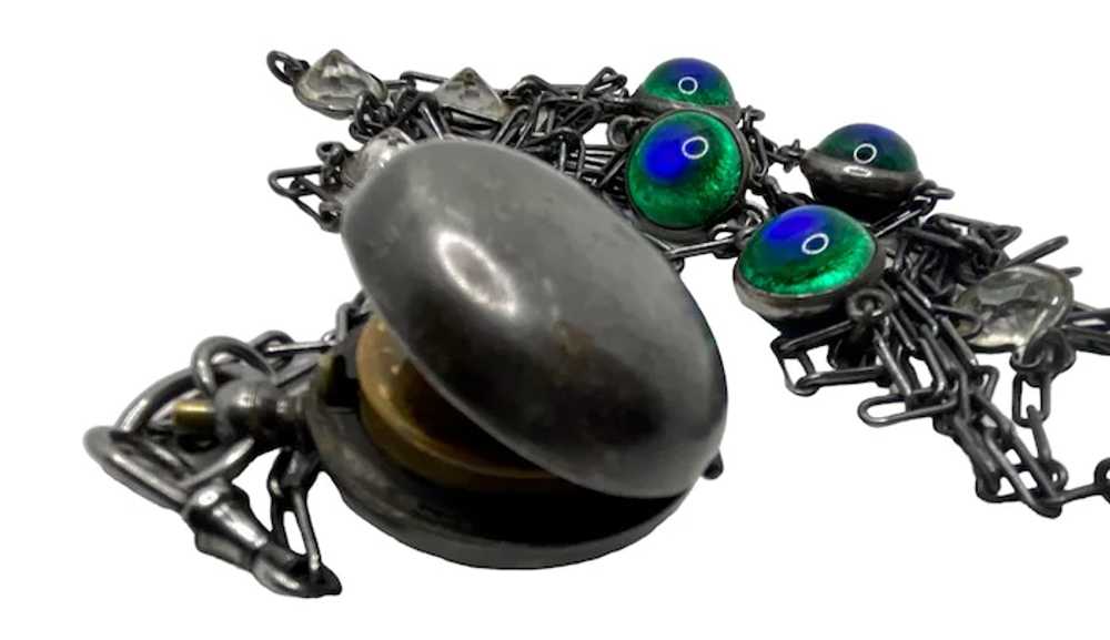 Incredible Glass Peacock Eye & Rock Crystal Neckl… - image 5