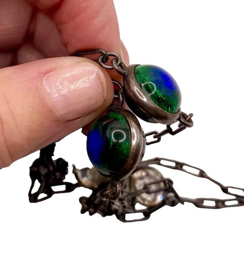 Incredible Glass Peacock Eye & Rock Crystal Neckl… - image 7