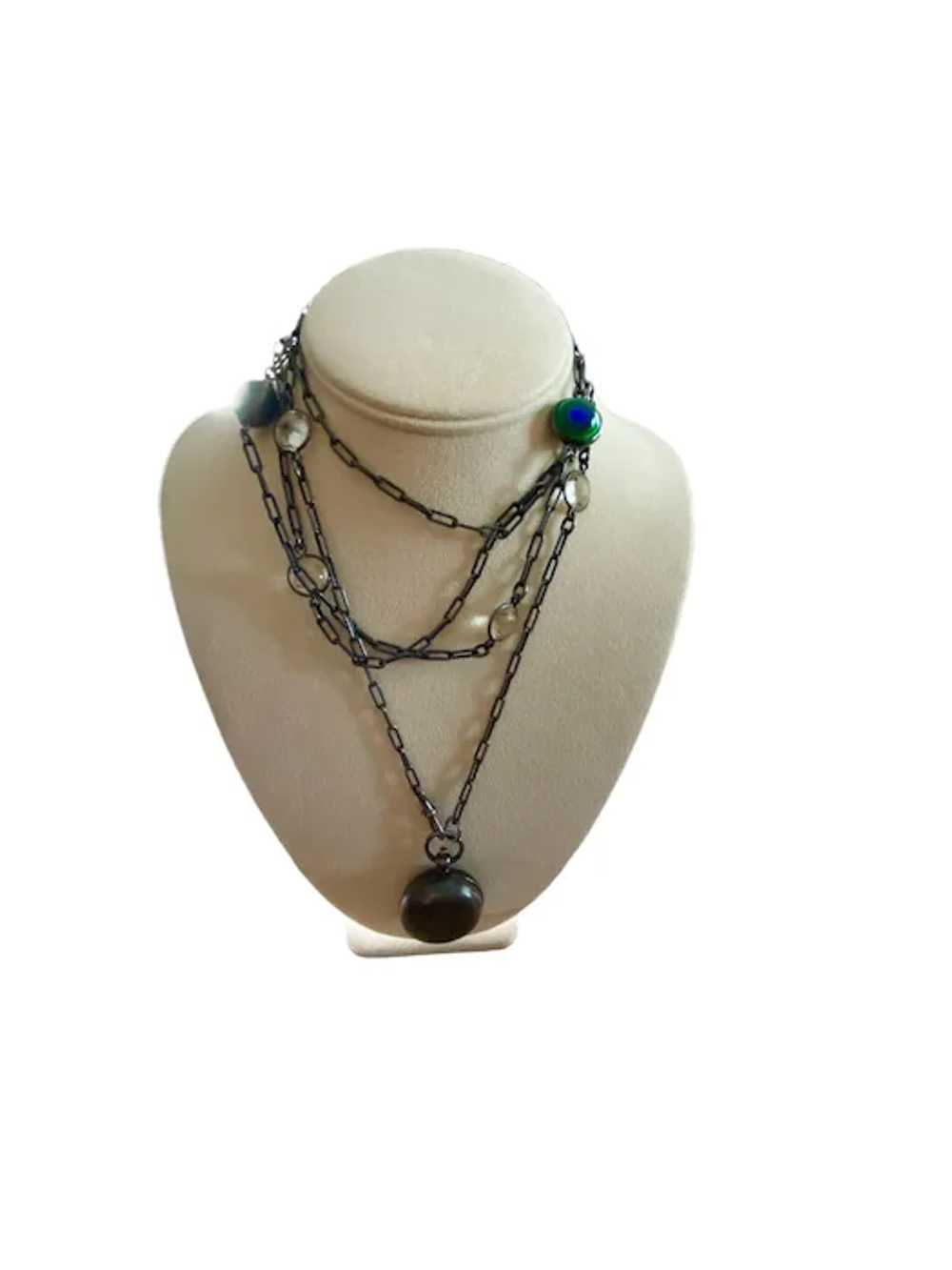 Incredible Glass Peacock Eye & Rock Crystal Neckl… - image 9