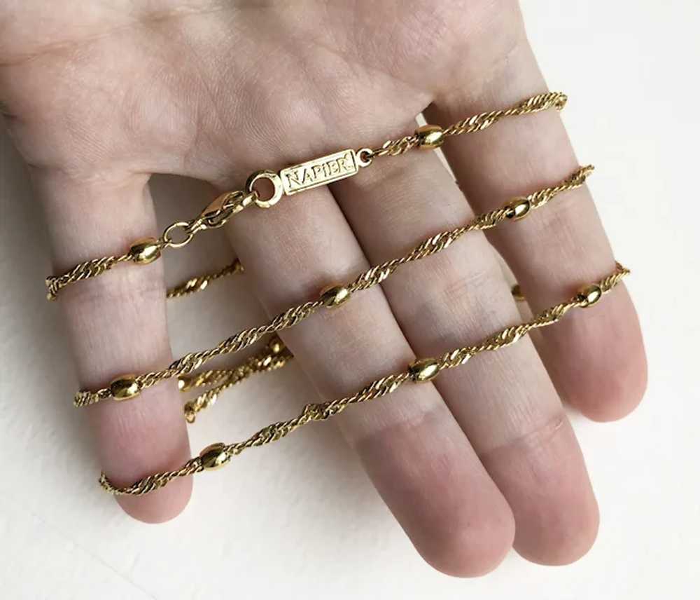 Dainty gold chain necklace Napier, 60s vintage ba… - image 5