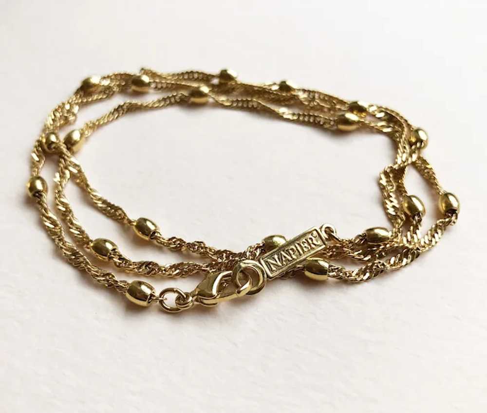 Dainty gold chain necklace Napier, 60s vintage ba… - image 7