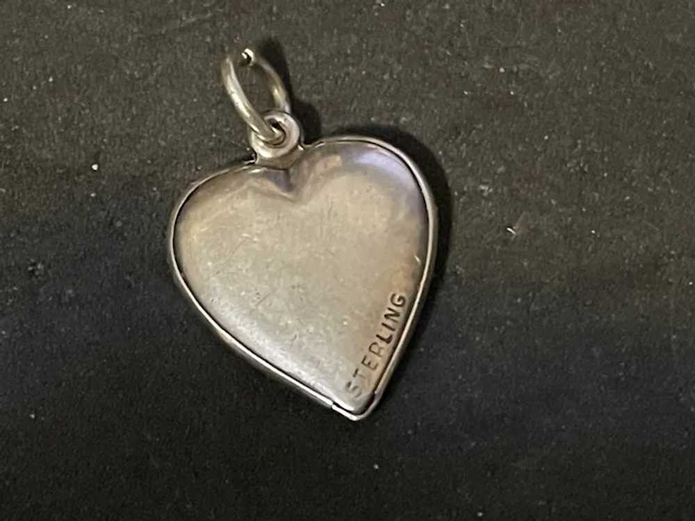Vintage Sterling Silver Puffy Heart Charm WWII Era - image 2