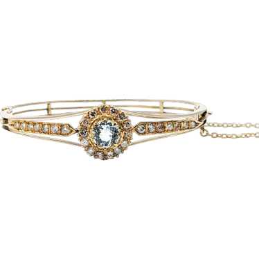 Intricate Aquamarine & Diamond Bangle Bracelet