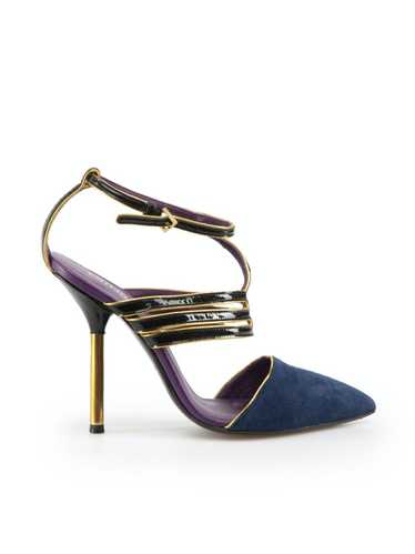 Emilio Pucci Navy Suede Point Toe Heel Sandals