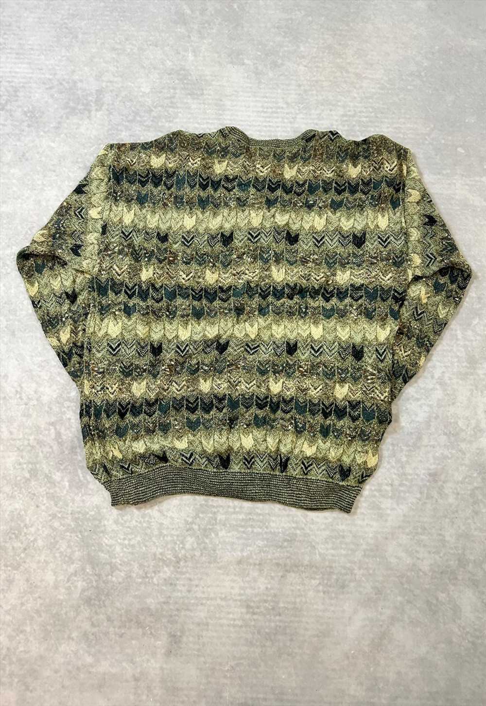 Vintage Abstract Knitted Jumper Patterned Grandad… - image 5