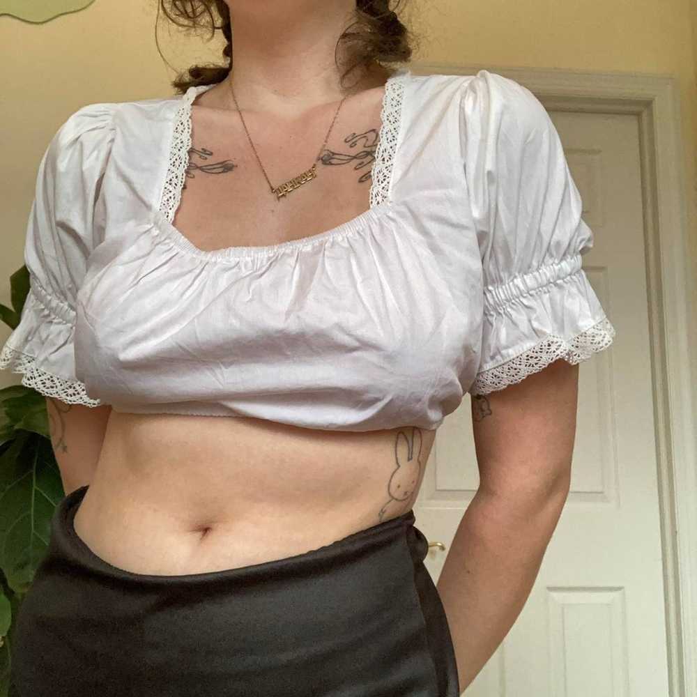 Other Adorbs cropped white peasant top - image 2