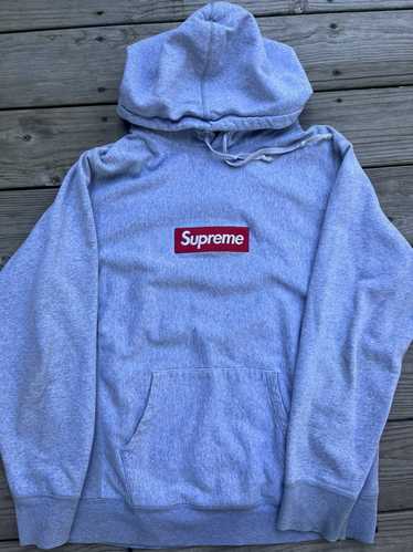 supreme box logo hoodie grey sweatshirt M fw16