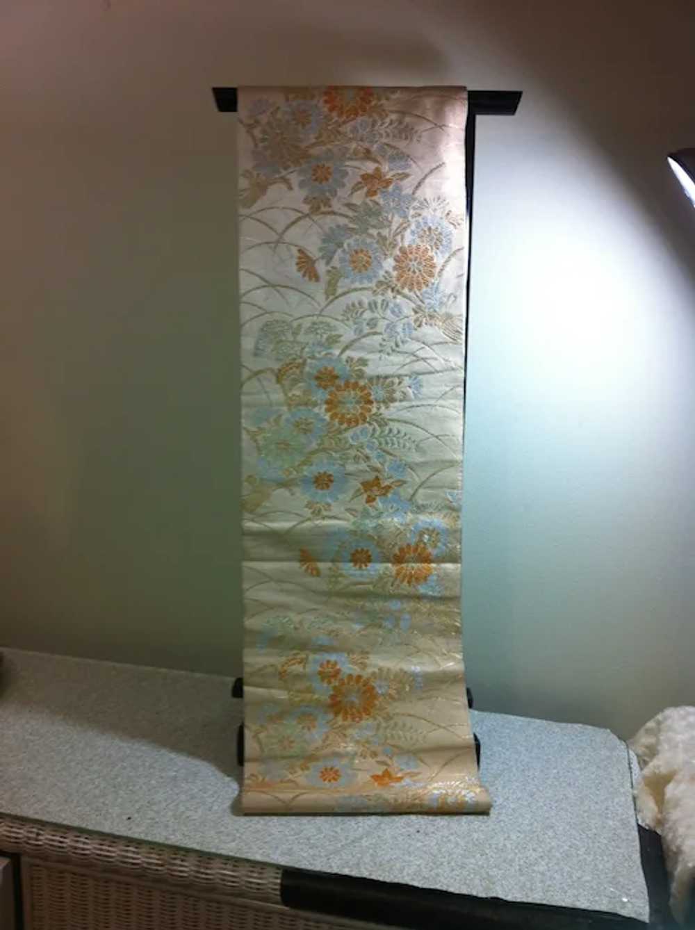 Japanese Vintage Maru Obi Textile Silk Crysanthem… - image 2
