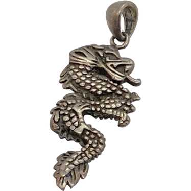 Dragon Sea Serpent Vintage Charm Pendant Sterling 