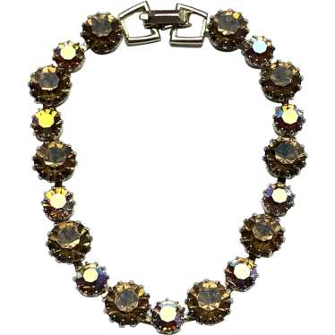 Vintage Weiss Rhinestone Glass Bracelet - image 1