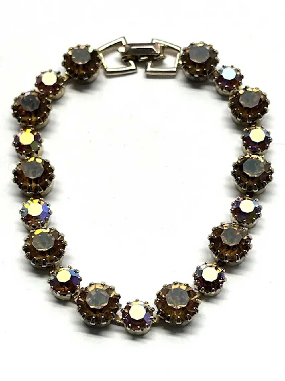 Vintage Weiss Rhinestone Glass Bracelet - image 4