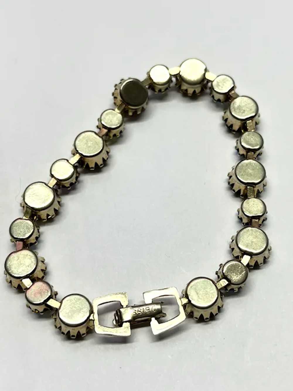 Vintage Weiss Rhinestone Glass Bracelet - image 6