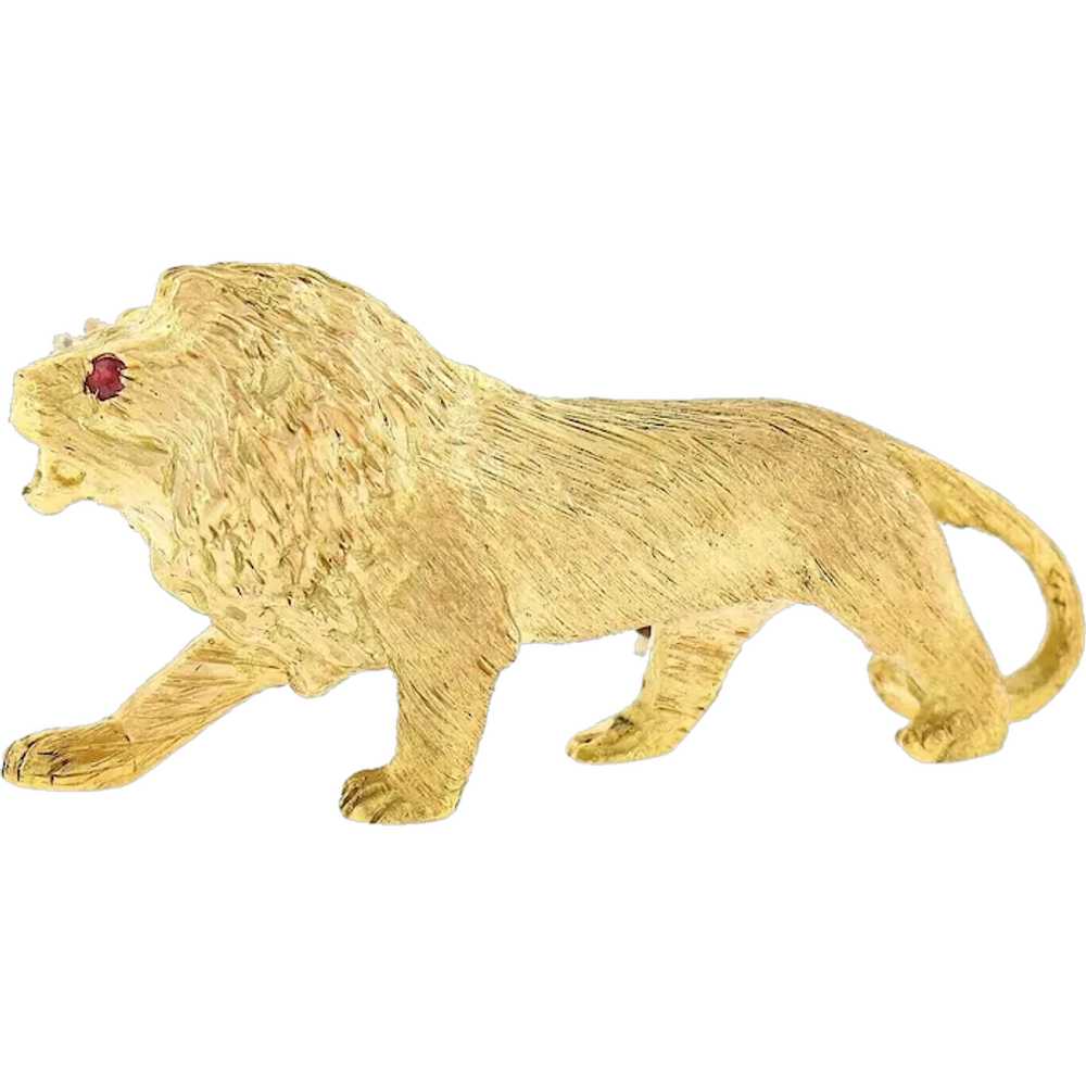 Vintage 18K Yellow Gold Detailed Textured Standin… - image 1