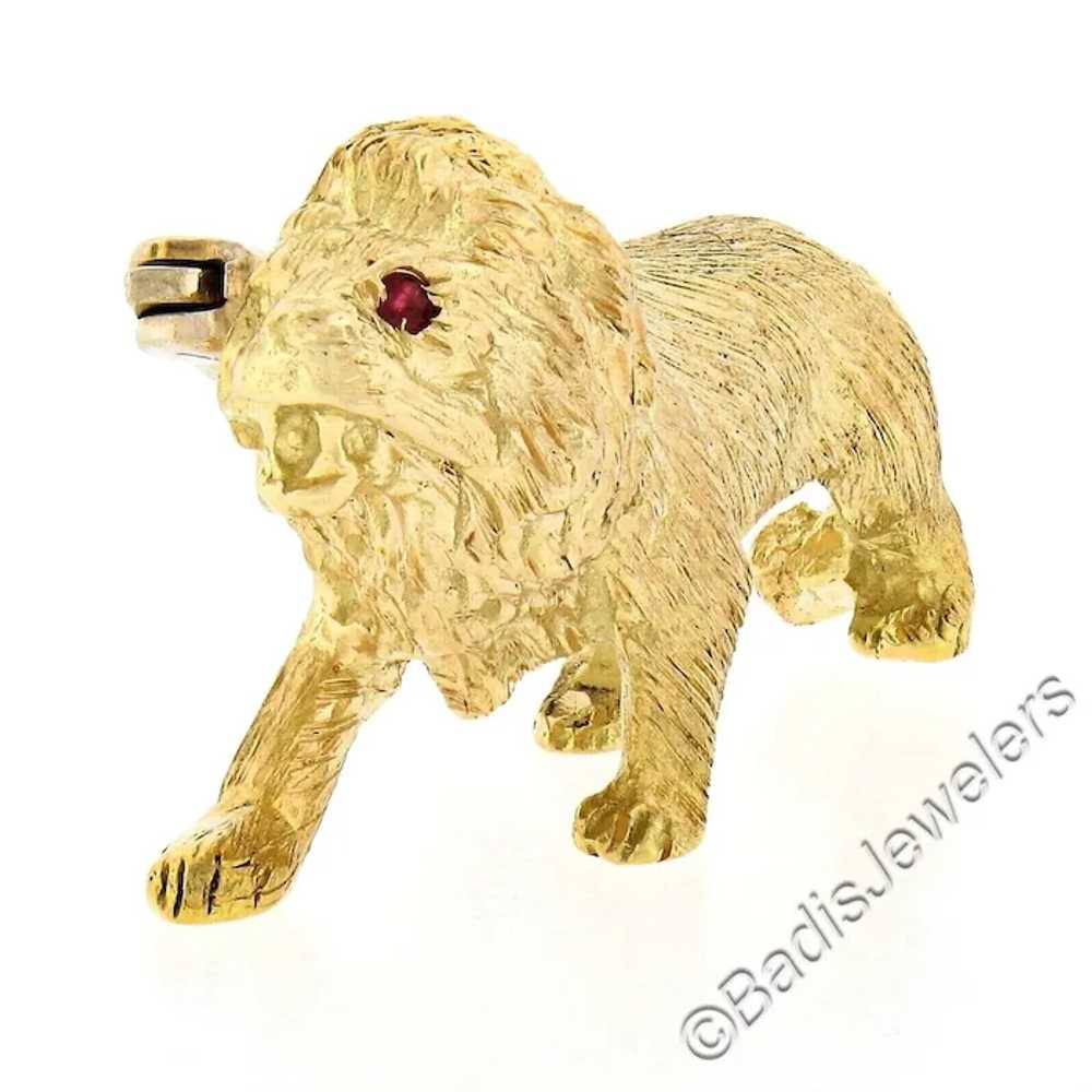 Vintage 18K Yellow Gold Detailed Textured Standin… - image 3