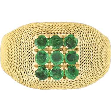 Vintage 18k Yellow Gold .75ct Round Emerald Clust… - image 1