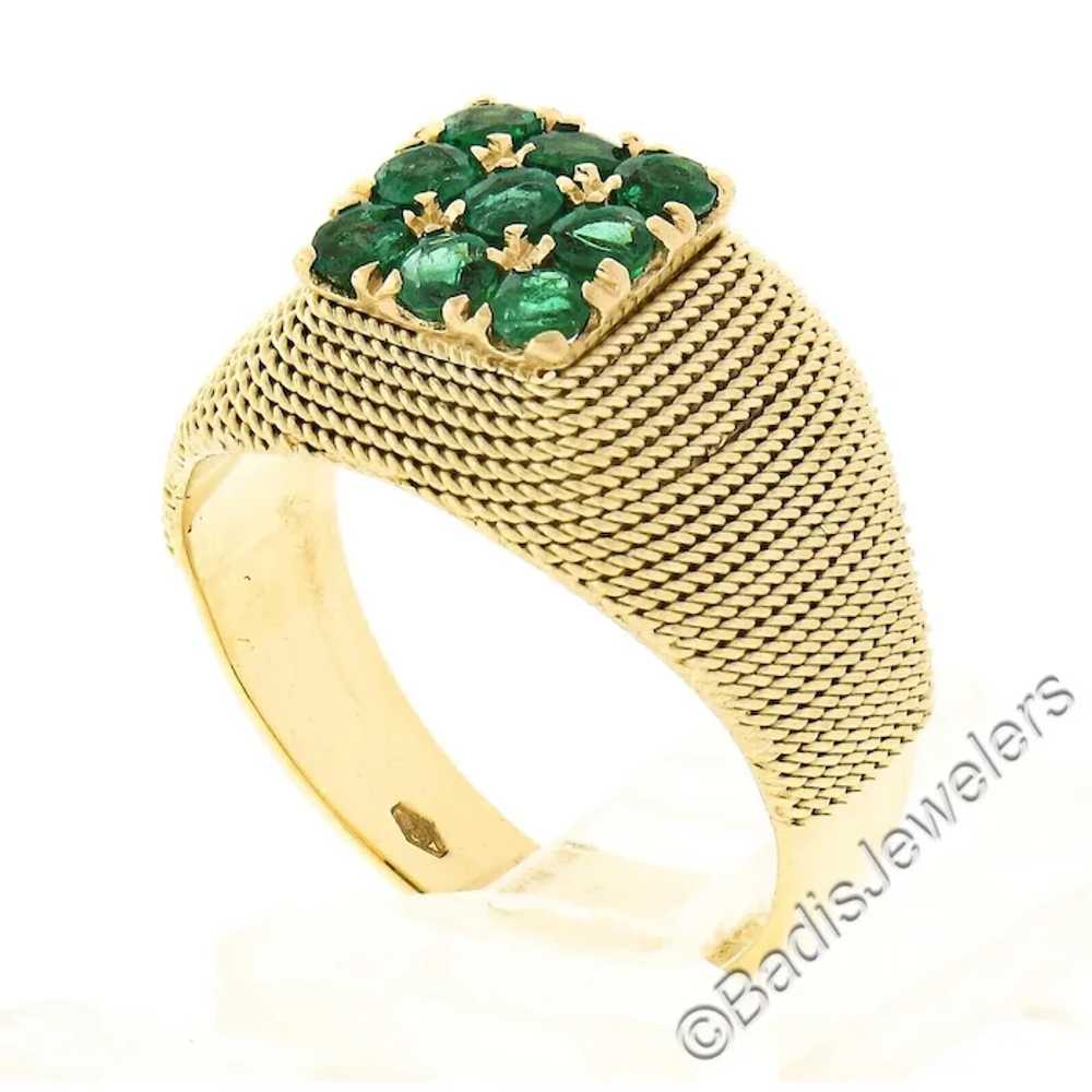 Vintage 18k Yellow Gold .75ct Round Emerald Clust… - image 2