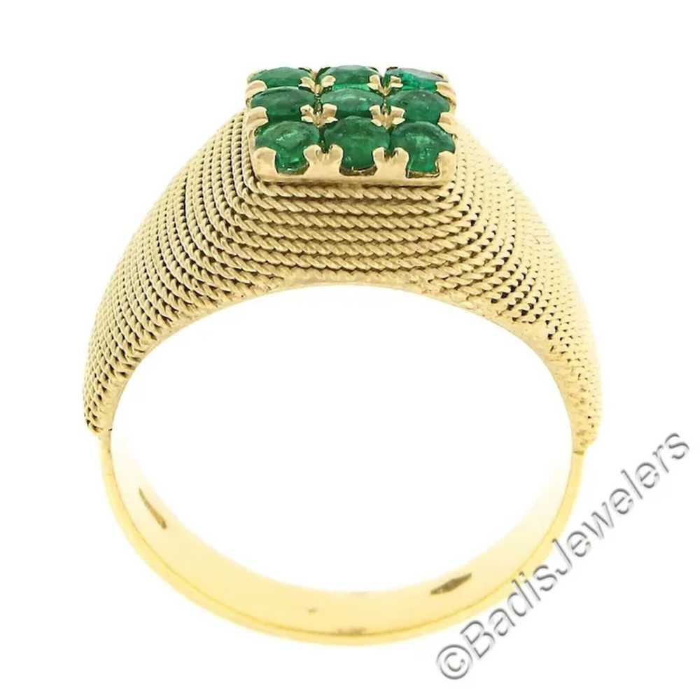 Vintage 18k Yellow Gold .75ct Round Emerald Clust… - image 4