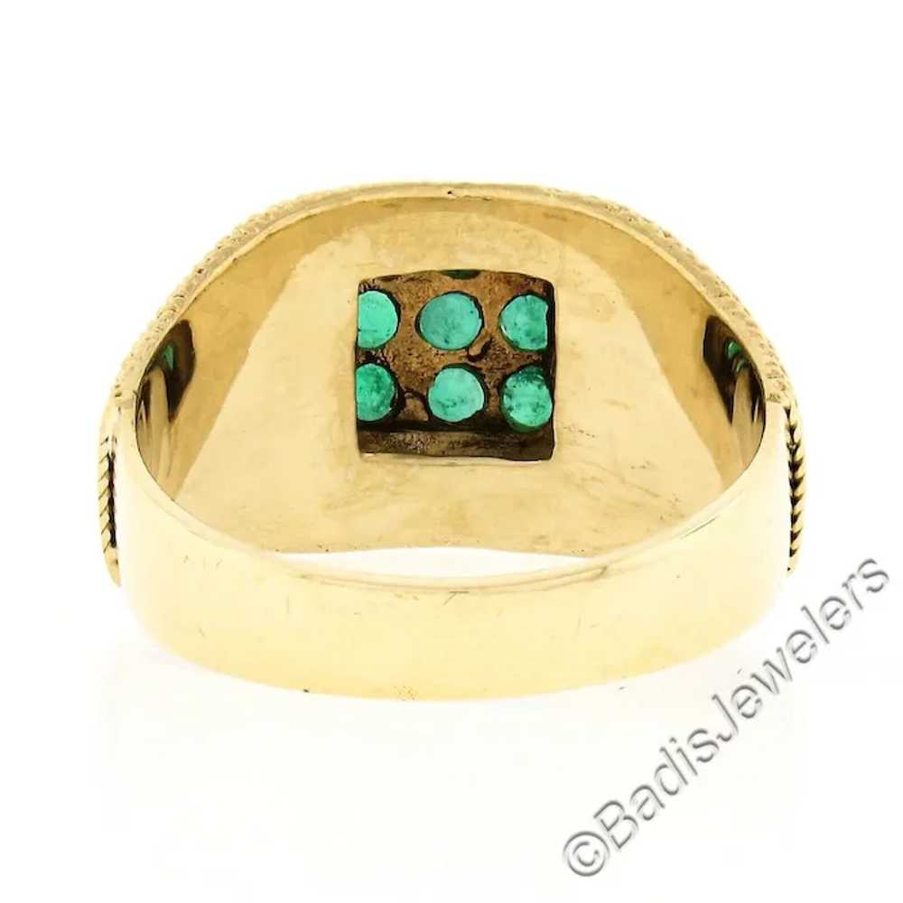 Vintage 18k Yellow Gold .75ct Round Emerald Clust… - image 5