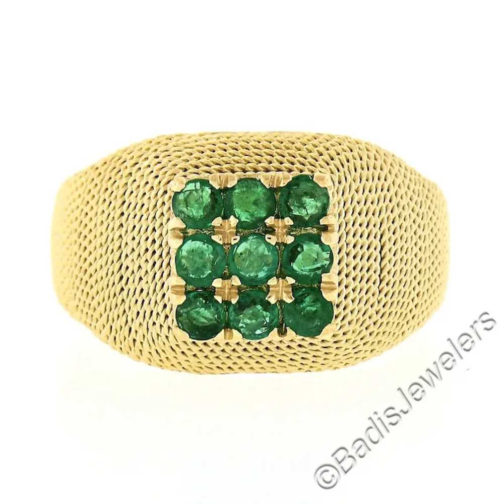 Vintage 18k Yellow Gold .75ct Round Emerald Clust… - image 7