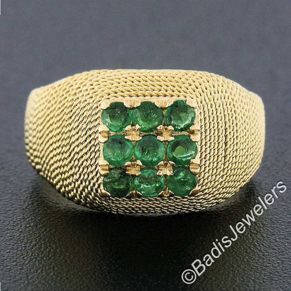 Vintage 18k Yellow Gold .75ct Round Emerald Clust… - image 8