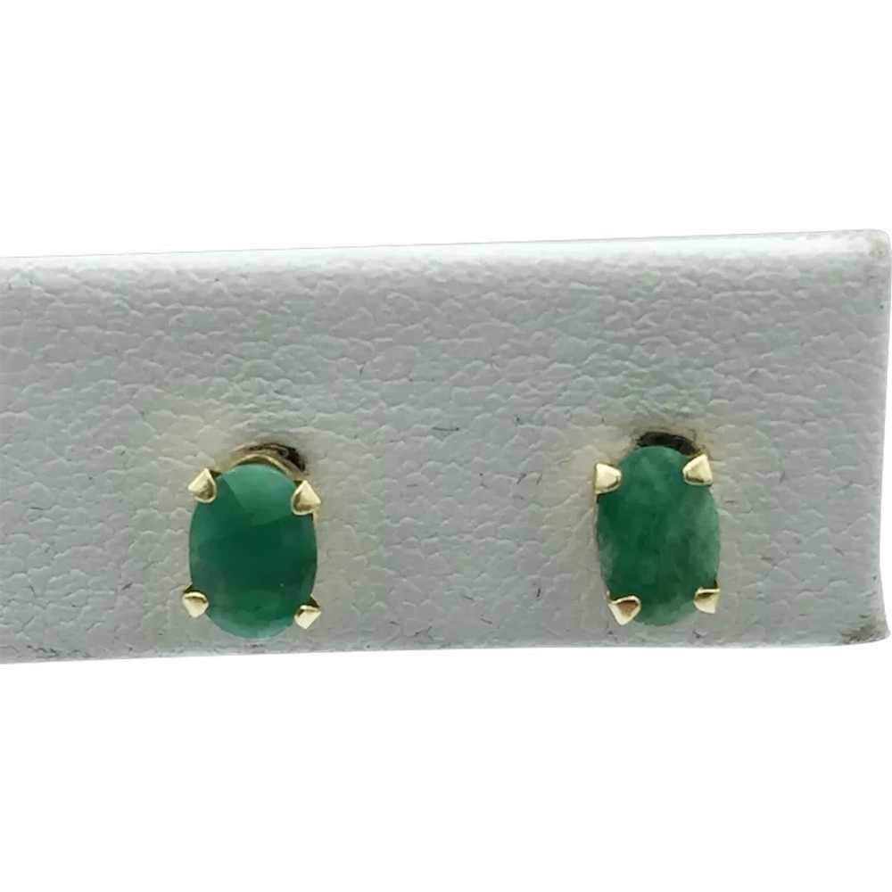 14KY Oval Emerald Earrings - image 1