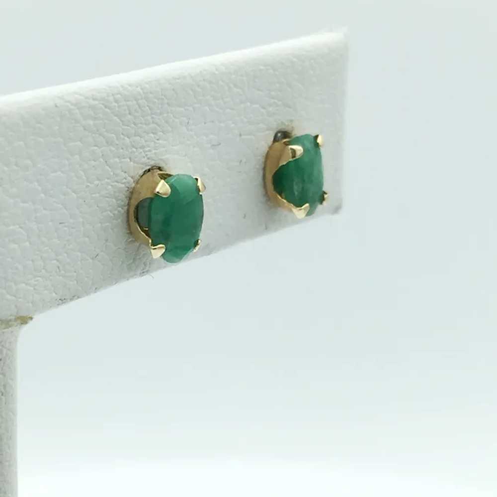 14KY Oval Emerald Earrings - image 3