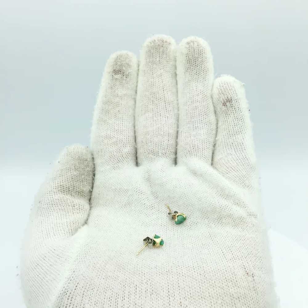 14KY Oval Emerald Earrings - image 4