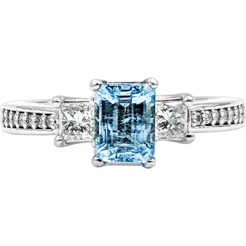 Timeless .83ct Aquamarine & Diamond Ring - image 1