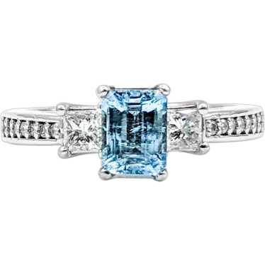 Timeless .83ct Aquamarine & Diamond Ring - image 1