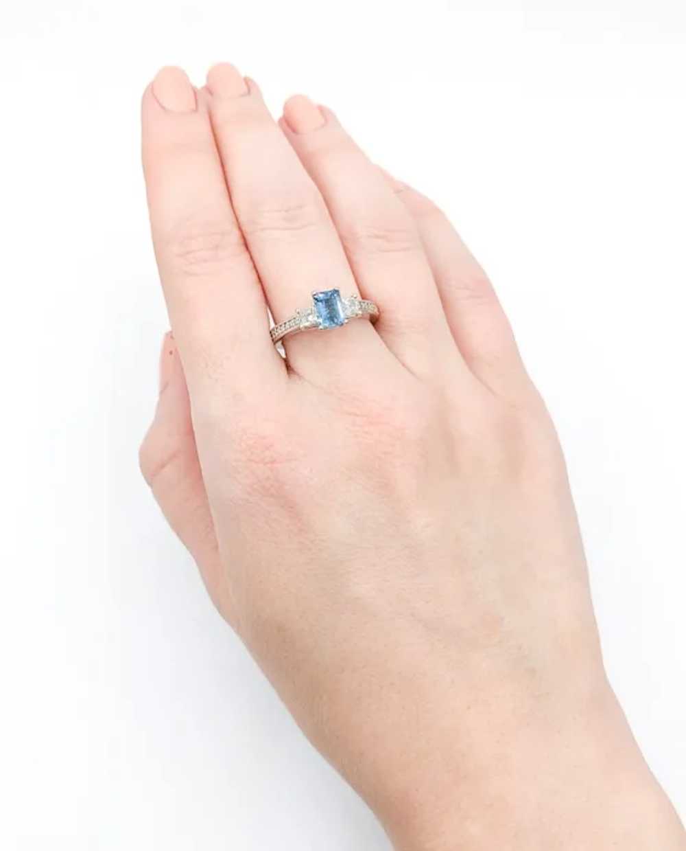 Timeless .83ct Aquamarine & Diamond Ring - image 3