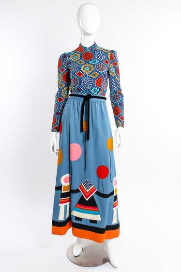 MALCOLM STARR Geometric Top and Skirt Set