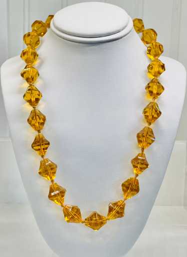 1930s Amber Czech Glass Hand Knotted Necklace