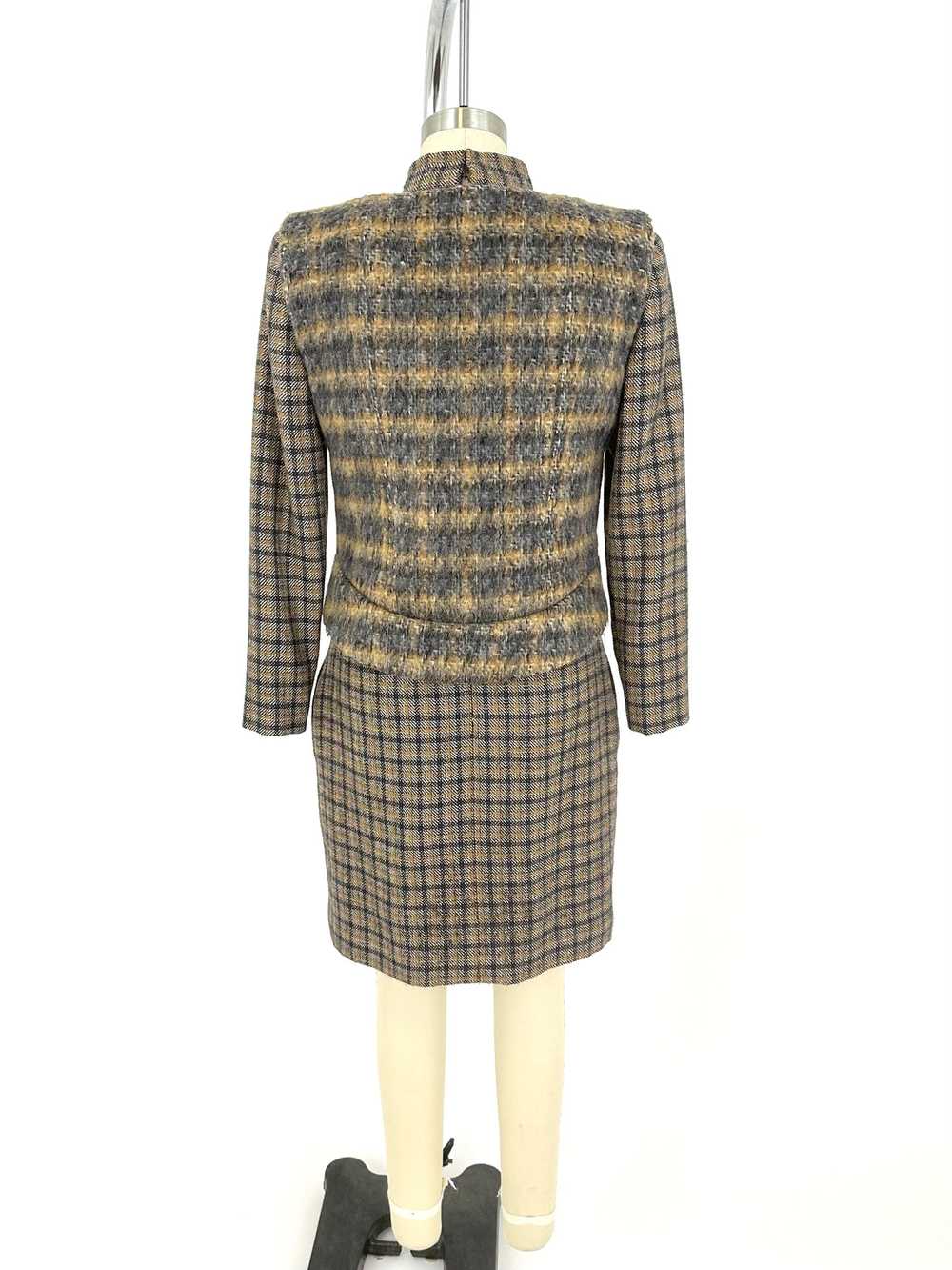 70s Galanos Wool Plaid Dress Set - image 3