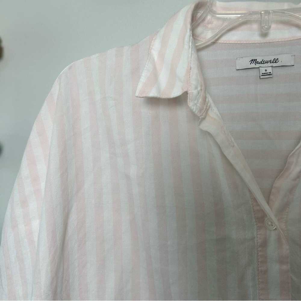 Madewell Short-Sleeve Tie-Front Shirt in Pink Str… - image 4