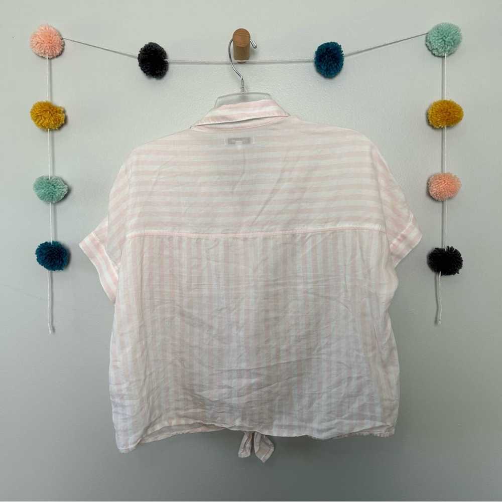 Madewell Short-Sleeve Tie-Front Shirt in Pink Str… - image 7