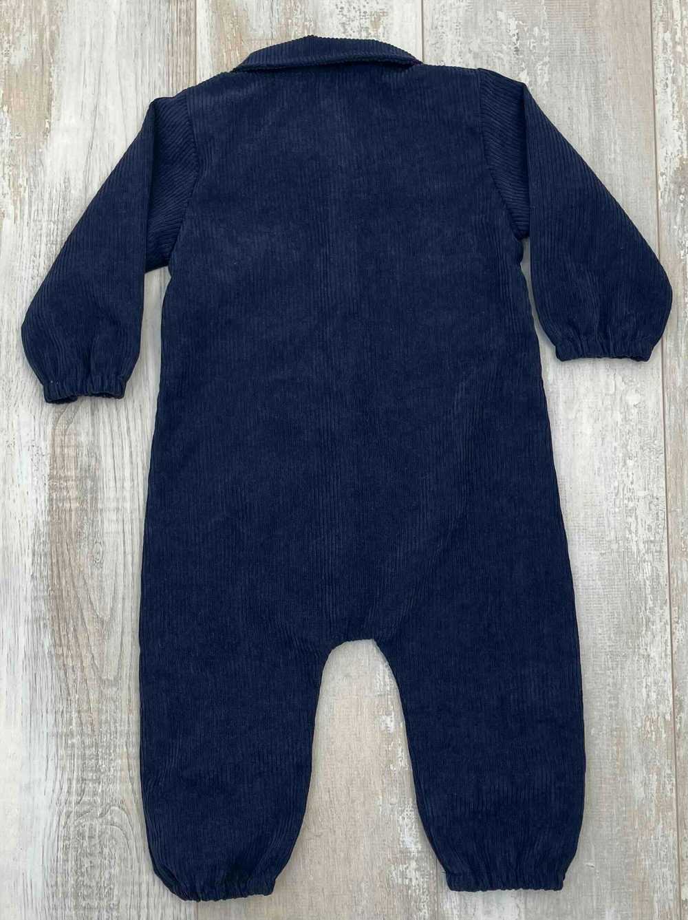 Velvet jumpsuit - Stylish 80's navy blue velvet j… - image 2