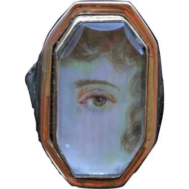 Antique Georgian Miniature Eye Ring 14k Gold minia