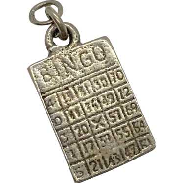 Bingo Card Vintage Charm Sterling Silver c.1940's